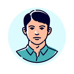 Illustration of a stylish young man.  Avatar of a man for profile. Mascot for companies. The image of a client for a men's hairdresser. Very beautiful character. The image of an excellent student boy.