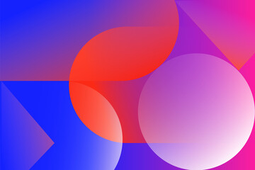 Abstract colored background from triangles, circles and lines.  Geometric figures. Horizontal vibrant gradient background for projects. Modern style. Illustration for website and poster.