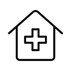 Hospital building icon illustration in line style. Medical clinic symbol.