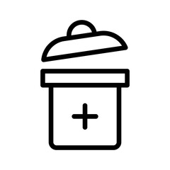 Medical trash can icon. Hospital waste materials, dustbin sign.