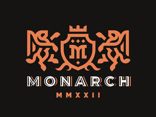 Naklejka premium Lion modern logo. King heraldic emblem design editable for your business. Vector illustration.