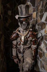 Futuristic character cyborg stalker. Art Photography in steampunk style.