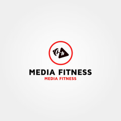 Media Fitness Vector logo design template