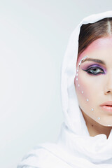 Arab woman with beauty makeup. Beauty XXI Century woman, Beauty arab model, fantasy make up , neauty make up, make up artist