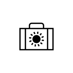 Summer Travel bag icon in black flat glyph, filled style isolated on white background