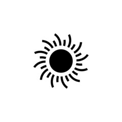 Fototapeta premium Sun Summer Icon in black flat glyph, filled style isolated on white background