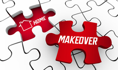 Fototapeta premium Home Makeover Puzzle Pieces Secret Answer Sell Home 3d Illustration
