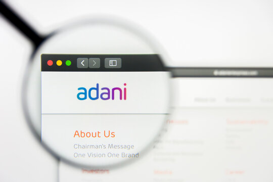 New York, New York State, USA - 18 June 2019: Illustrative Editorial of Adani Enterprises website homepage. Adani Enterprises logo visible on display screen.