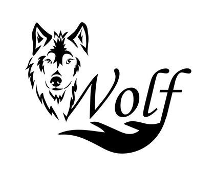 Wolf face logo emblem template mascot symbol for business or shirt design. Vector Vintage Design Element.
