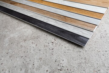 Naklejka na ściany i meble laminate flooring planks variations on concrete floor