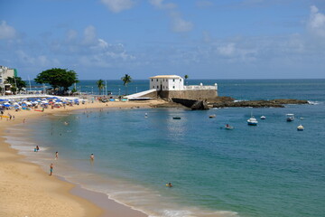 Salvador Bahia Brazil - Porto da Barra Beach and Fort of Santa Maria