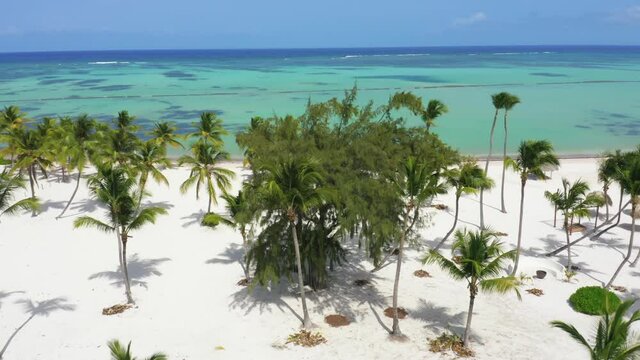 Amazing drone shot of the juanillo beach panorama in Cap Cana, Dominican Republic