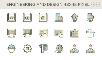 Engineering and architecture vector icon set design,  48X48 pixel perfect and editable stroke.