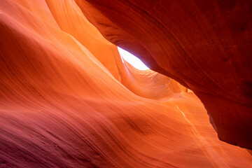 Panoramic image of the colorful Sunset on the Grand Canyon in Grand Canyon National Park from the south rim part,Arizona,USA, on a sunny cloudy day with blue or gloden sky