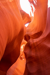 Panoramic image of the colorful Sunset on the Grand Canyon in Grand Canyon National Park from the south rim part,Arizona,USA, on a sunny cloudy day with blue or gloden sky