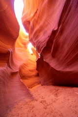 Panoramic image of the colorful Sunset on the Grand Canyon in Grand Canyon National Park from the south rim part,Arizona,USA, on a sunny cloudy day with blue or gloden sky