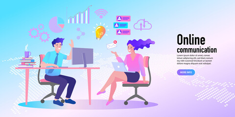vector illustration of business people in office