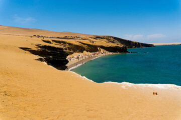 sunny day in the beach the mine, which is a health resort located in the district and province of Pisco