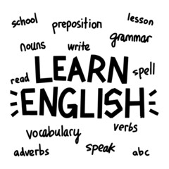 Learn English calligraphy vector lettering. Hand drawn lettering. Ink illustration. Modern brush calligraphy. Isolated on white background.