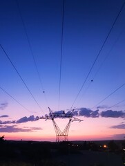 power lines at sunset