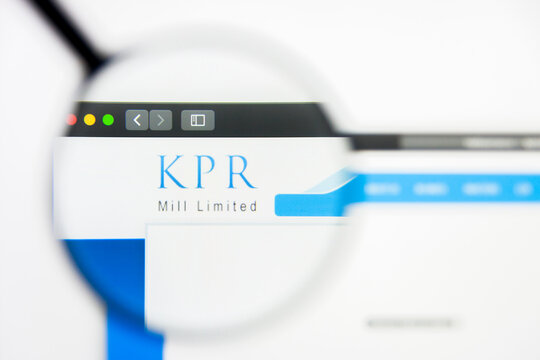 New York, New York State, USA - 19 June 2019: Illustrative Editorial of KPR Mill website homepage. KPR Mill logo visible on display screen.