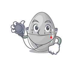 Smiley doctor cartoon character of egg kitchen timer with tools