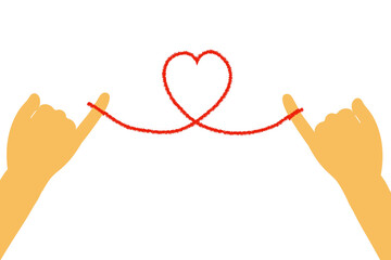 小指と赤い糸のハート