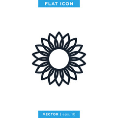 Flower Icon Vector Logo Design Template. Editable Stroke