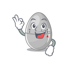Egg kitchen time mascot design style showing Okay gesture finger