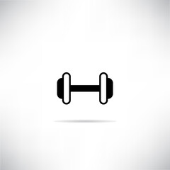 dumbbell icon with drop shadow vector illustration
