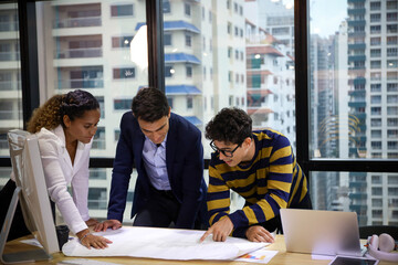 Business people meeting and brainstorming in workshop meeting room with new project creative ideas discussion