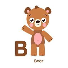 Vector alphabet letter B bear illustration