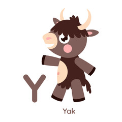 Vector alphabet letter Y yak illustration
