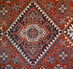 Russian folk seamless pattern ornaments. Ethnic texture design. Traditional carpet design. Rustic carpet ornaments