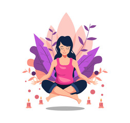 Woman who doing meditation illustration
