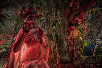 Fabulous stylization of Santa Muerte - Holy Death - modern religious cult. Concept Art fairy tale photo.