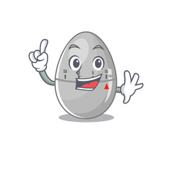 Egg kitchen timer caricature design style with one finger gesture