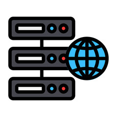 Web hosting icon vector illustration in filled line style for any projects