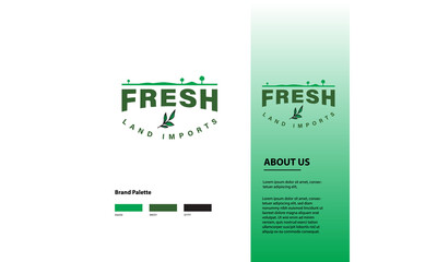 Fresh Land And Leaf logo Design Template.