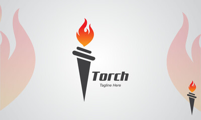 Torch Of Light Logo Design Template- Flaming torch logo. Sport fire sign. 