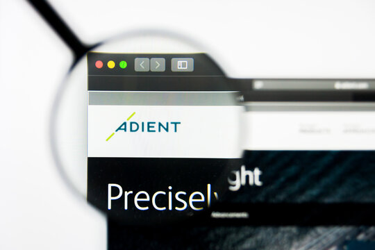 Richmond, Virginia, USA - 8 May 2019: Illustrative Editorial of Adient plc website homepage. Adient plc logo visible on display screen.