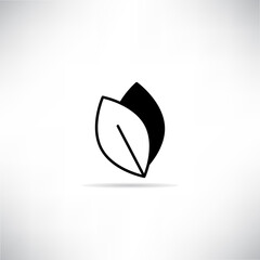 leaf icon with shadow on gray background vector