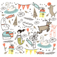 Set of abstract doodle vector illustration