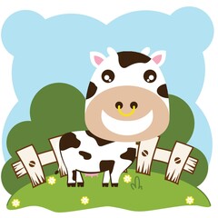 Obraz na płótnie Canvas cow standing near fence
