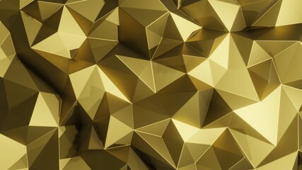 3D Rendering. Gold triangular abstract background. 