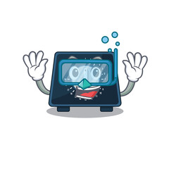 Kitchen timer mascot design swims with diving glasses