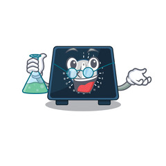 caricature character of kitchen timer smart Professor working on a lab