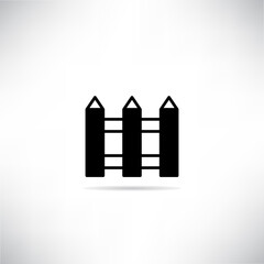 fence icon with drop shadow vector illustration