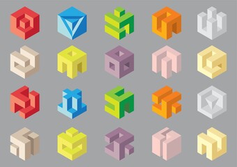 set of three dimensional cube