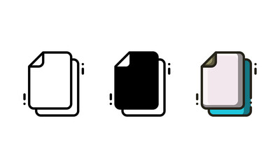 Blank paper icon. With outline, glyph, and filled outline style